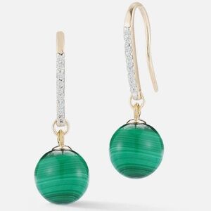 MATEO Malachite, diamond & 14kt gold drop earrings